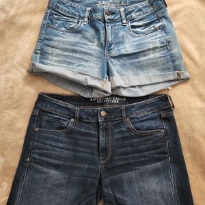 American Eagle Stretch Jean Shorts, Midi, Size 10